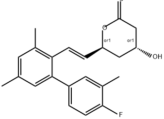 6-(2-(4'-Fluoro-3,3',5-trimethyl(1,1'-biphenyl)-2-yl)ethenyl)tetrahydro-4-hydroxy-2H-pyran-2-one (4alpha,6beta(E))-DL- Struktur