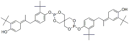 4,4'-[2,4,8,10-tetraoxa-3,9-diphosphaspiro[5.5]undecane-3,9-diylbis[oxy[3-tert-butyl-4,1-phenylene]isopropylidene]]bis[2-tert-butylphenol] Struktur