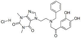 7-[2-[[2-(3,4-dihydroxyphenyl)-2-oxoethyl](phenylmethyl)amino]ethyl]-3,7-dihydro-1,3-dimethyl-1H-purine-2,6-dione monohydrochloride Struktur