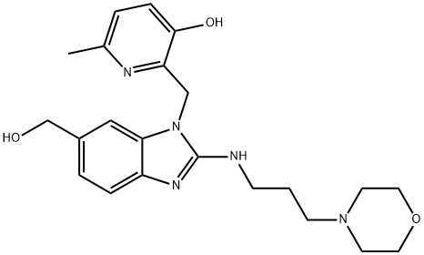 2-((6-(hydroxyMethyl)-2-((3-Morpholinopropyl)aMino)-1H-benzo[d]iMidazol-1-yl)Methyl)-6-Methylpyridin-3-ol Struktur