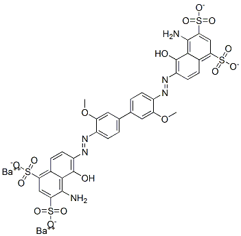 dibarium 6,6'-[(3,3'-dimethoxy[1,1'-biphenyl]-4,4'-diyl)bis(azo)]bis[4-amino-5-hydroxynaphthalene-1,3-disulphonate]  Struktur