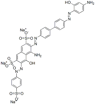 4-amino-3-[[4'-[(4-amino-2-hydroxyphenyl)azo][1,1'-biphenyl]-4-yl]azo]-5-hydroxy-6-[(4-sulphophenyl)azo]naphthalene-2,7-disulphonic acid, sodium salt Struktur