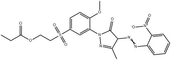 2,4-dihydro-2-[2-methoxy-5-[[2-(propionyloxy)ethyl]sulphonyl]phenyl]-5-methyl-4-[(2-nitrophenyl)azo]-3H-pyrazol-3-one Struktur