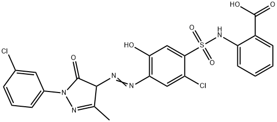 2-[[[2-chloro-4-[[1-(3-chlorophenyl)-4,5-dihydro-3-methyl-5-oxo-1H-pyrazol-4-yl]azo]-5-hydroxyphenyl]sulphonyl]amino]benzoic acid Struktur