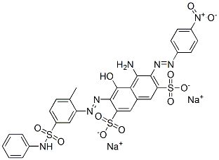 disodium 4-amino-5-hydroxy-6-[[2-methyl-5-[(phenylamino)sulphonyl]phenyl]azo]-3-[(4-nitrophenyl)azo]naphthalene-2,7-disulphonate Struktur