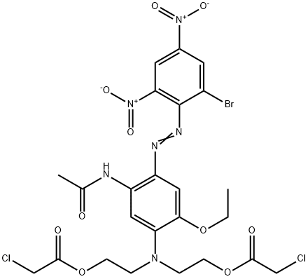 [[5-(acetylamino)-4-[(2-bromo-4,6-dinitrophenyl)azo]-2-ethoxyphenyl]imino]di-2,1-ethanediyl bis(chloroacetate) Struktur