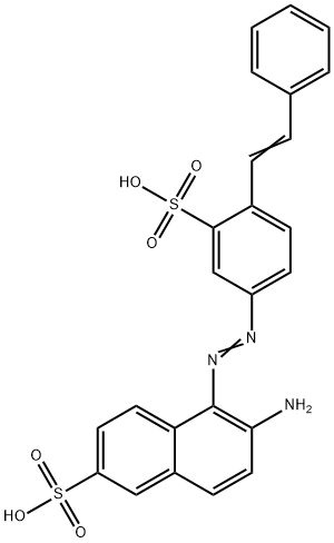 6-amino-5-[[4-(2-phenylvinyl)-3-sulphophenyl]azo]naphthalene-2-sulphonic acid Struktur