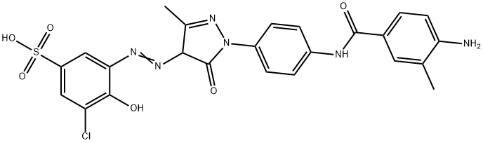 3-[[1-[4-[(4-amino-3-methylbenzoyl)amino]phenyl]-4,5-dihydro-3-methyl-5-oxo-1H-pyrazol-4-yl]azo]-5-chloro-4-hydroxybenzenesulphonic acid  Struktur