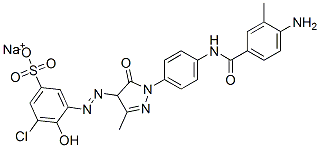 sodium 3-[[1-[4-(4-amino-3-methylbenzamido)phenyl]-4,5-dihydro-3-methyl-5-oxo-1H-pyrazol-4-yl]azo]-5-chloro-4-hydroxybenzenesulphonate Struktur