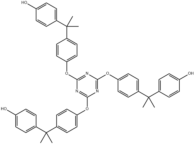 p,p',p''-[1,3,5-triazine-2,4,6-triyltris[oxy-4,1-phenyleneisopropylidene]]trisphenol Struktur