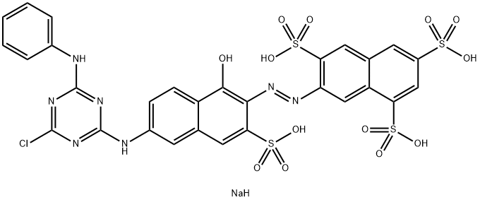 tetrasodium 7-[[6-[[4-chloro-6-(phenylamino)-1,3,5-triazin-2-yl]amino]-1-hydroxy-3-sulphonato-2-naphthyl]azo]naphthalene-1,3,6-trisulphonate Struktur