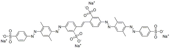 tetrasodium 4,4'-bis[[2,5-dimethyl-4-[(4-sulphonatophenyl)azo]phenyl]azo]stilbene-2,2'-disulphonate Struktur