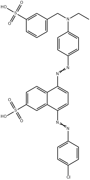 8-[(4-chlorophenyl)azo]-5-[[4-[ethyl[(3-sulfophenyl)methyl]amino]phenyl]azo]naphthalene-2-sulphonic acid Struktur