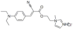 1-[2-[[2-cyano-3-[4-(diethylamino)phenyl]-1-oxoallyl]oxy]ethyl]-1-methyl-1Himidazolium chloride  Struktur