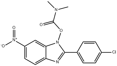 2-(4-chlorophenyl)-1-{[(dimethylamino)carbonyl]oxy}-6-nitro-1H-1,3-benzimidazole Struktur