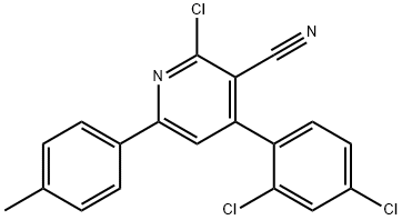 2-chloro-4-(2,4-dichlorophenyl)-6-(4-methylphenyl)nicotinonitrile Struktur