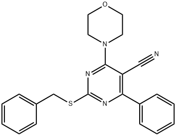 2-(benzylsulfanyl)-4-morpholino-6-phenyl-5-pyrimidinecarbonitrile Struktur