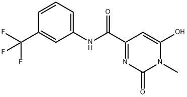 6-hydroxy-1-methyl-2-oxo-N-[3-(trifluoromethyl)phenyl]-1,2-dihydro-4-pyrimidinecarboxamide Struktur