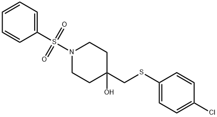 4-{[(4-chlorophenyl)sulfanyl]methyl}-1-(phenylsulfonyl)-4-piperidinol Struktur