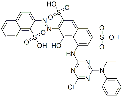 5-[[4-chloro-6-(ethylphenylamino)-1,3,5-triazin-2-yl]amino]-4-hydroxy-3-[(1-sulpho-2-naphthyl)azo]naphthalene-2,7-disulphonic acid Struktur