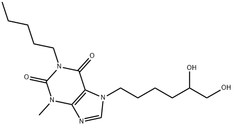 7-(5,6-dihydroxyhexyl)-3-methyl-1-pentyl-purine-2,6-dione Struktur