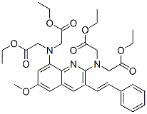 8-(bis(ethoxycarbonylmethyl)amino)-6-methoxy-2-(bis(ethoxycarbonylmethyl)amino)styrylquinoline Struktur