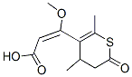 (E)-3-(3,4-Dihydro-4,6-dimethyl-2-oxo-2H-thiopyran-5-yl)-3-methoxypropenoic acid Struktur