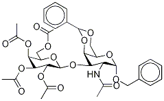 Benzyl 2-Acetamido-2-deoxy-4,6-O-benzylidene-3-O-(2’,3’,4’,6’-tetra- O-acetyl-β-D-galactopyranosyl)-α-D-galactopyranoside Struktur