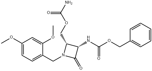 N-[(3S,4S)-4-Carbamoyloxymethyl-1-(2,4-dimethoxybenzyl)-2-oxo-3-azetidinyl]carbamic acid benzyl ester Struktur