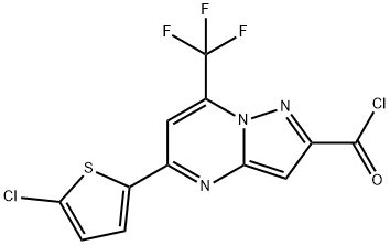 5-(5-chloro-2-thienyl)-7-(trifluoromethyl)pyrazolo[1,5-a]pyrimidine-2-carbonyl chloride Struktur