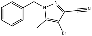 1-Benzyl-4-bromo-5-methyl-1H-pyrazole-3-carbonitrile Struktur