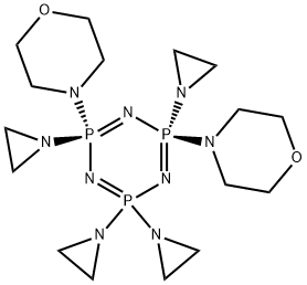 1,3,5,2,4,6-Triazatriphosphorine, 2,2,4,4,6,6-hexahydro-4,6-di-4-morph olinyl-2,2,4,6-tetrakis(1-aziridinyl)-, trans- Struktur