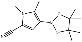 1,5-Dimethyl-4-(4,4,5,5-tetramethyl-1,3,2-dioxaborolan-2-yl)-1H-pyrrole-2-carbonitrile Struktur