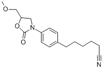 4-(5-(Methoxymethyl)-2-oxo-3-oxazolidinyl)benzenehexanenitrile Struktur