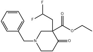 1-BENZYL-3-(2,2-DIFLUORO-ETHYL)-4-OXO-PIPERIDINE-3-CARBOXYLIC ACID ETHYL ESTER Struktur