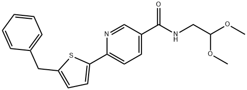 6-(5-BENZYLTHIOPHEN-2-YL)-N-(2,2-DIMETHOXYETHYL)NICOTINAMIDE Struktur