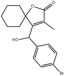 4-((4-Bromophenyl)hydroxymethyl)-3-methyl-1-oxaspiro(4.5)dec-3-en-2-on e Struktur