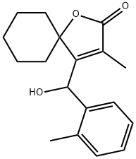 1-Oxaspiro(4.5)dec-3-en-2-one, 4-(hydroxy(2-methylphenyl)methyl)-3-met hyl- Struktur