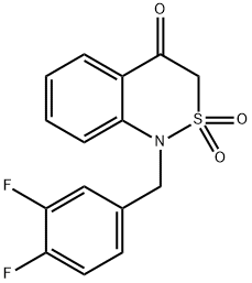 1-(3,4-difluorobenzyl)-2lambda~6~,1-benzothiazine-2,2,4(1H,3H)-trione Struktur