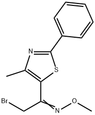 2-bromo-1-(4-methyl-2-phenyl-1,3-thiazol-5-yl)-1-ethanone O-methyloxime Struktur