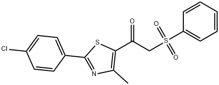 1-[2-(4-chlorophenyl)-4-methyl-1,3-thiazol-5-yl]-2-(phenylsulfonyl)-1-ethanone Struktur