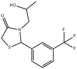 3-(2-hydroxypropyl)-2-[3-(trifluoromethyl)phenyl]-1,3-thiazolan-4-one Struktur