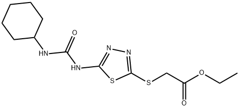 ethyl 2-[(5-{[(cyclohexylamino)carbonyl]amino}-1,3,4-thiadiazol-2-yl)sulfanyl]acetate Struktur