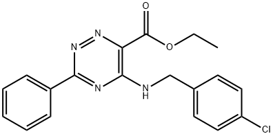 ethyl 5-[(4-chlorobenzyl)amino]-3-phenyl-1,2,4-triazine-6-carboxylate Struktur