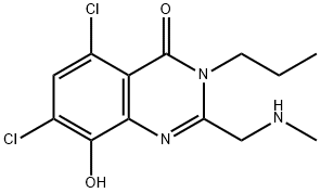 4(3H)-Quinazolinone,  5,7-dichloro-8-hydroxy-2-[(methylamino)methyl]-3-propyl- Struktur