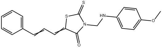 4-Thiazolidinone, 3-(((4-methoxyphenyl)amino)methyl)-5-(3-phenyl-2-pro penylidene)-2-thioxo- Struktur