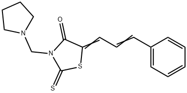 4-Thiazolidinone, 5-(3-phenyl-2-propenylidene)-3-(1-pyrrolidinylmethyl )-2-thioxo- Struktur