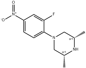 (3R,5S)-1-(2-Fluoro-4-nitrophenyl)-3,5-dimethylpiperazine Struktur