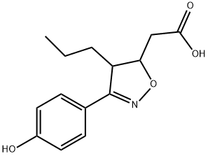 5-Isoxazoleacetic  acid,  4,5-dihydro-3-(4-hydroxyphenyl)-4-propyl- Struktur