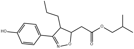 5-Isoxazoleacetic  acid,  4,5-dihydro-3-(4-hydroxyphenyl)-4-propyl-,  2-methylpropyl  ester Struktur